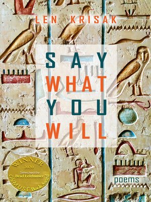 cover image of Say What You Will (Able Muse Book Award for Poetry)